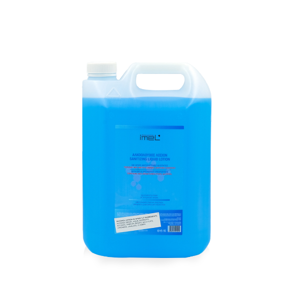 Υγρή αλκοολούχος λοσιόν Imel 80% 4000ml για επαγγελματική χρήση σε κομμωτήρια, εργαλεία και επιφάνειες