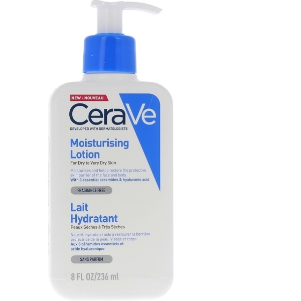 CeraVe Moisturising Lotion ενυδατικό γαλάκτωμα προσώπου και σώματος για ξηρό έως πολύ ξηρό δέρμα 236ml