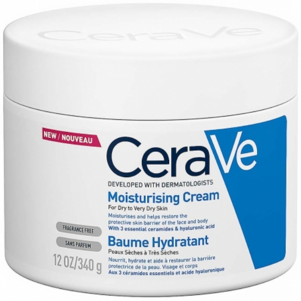 CeraVe Moisturising Cream ενυδατική κρέμα προσώπου και σώματος για ξηρό έως πολύ ξηρό δέρμα 340g
