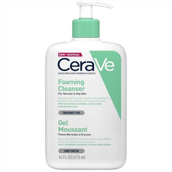 CeraVe Foaming Cleanser αφρώδες gel καθαρισμού προσώπου και σώματος για κανονική έως λιπαρή επιδερμίδα 473ml
