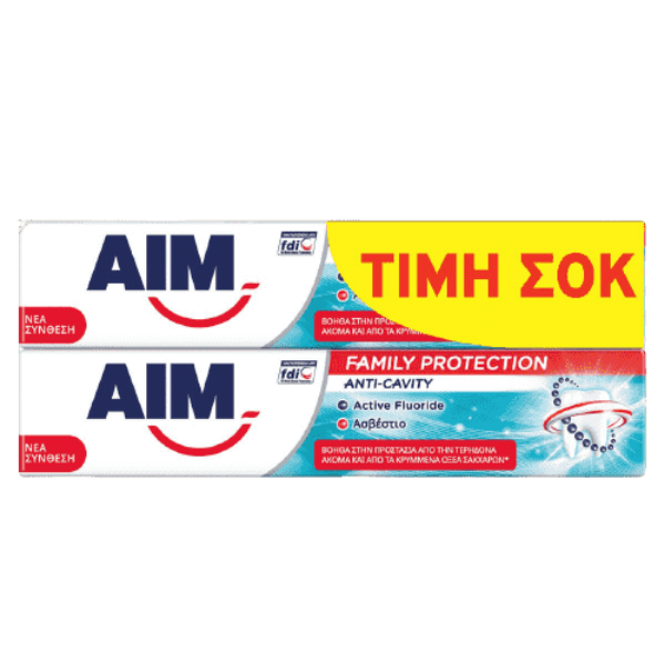 Εικόνα της AIM ΟΔΟΝΤΟΚΡΕΜΑ FAMILY PROTECTION 2x75ML ANTI-CAVITY