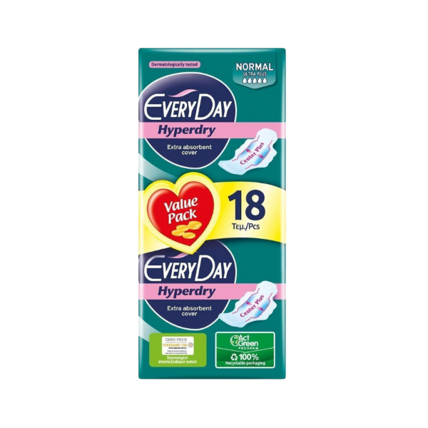 Εικόνα της Every Day Hyperdry Normal Ultra Plus Σερβιέτες 2x9τμχ