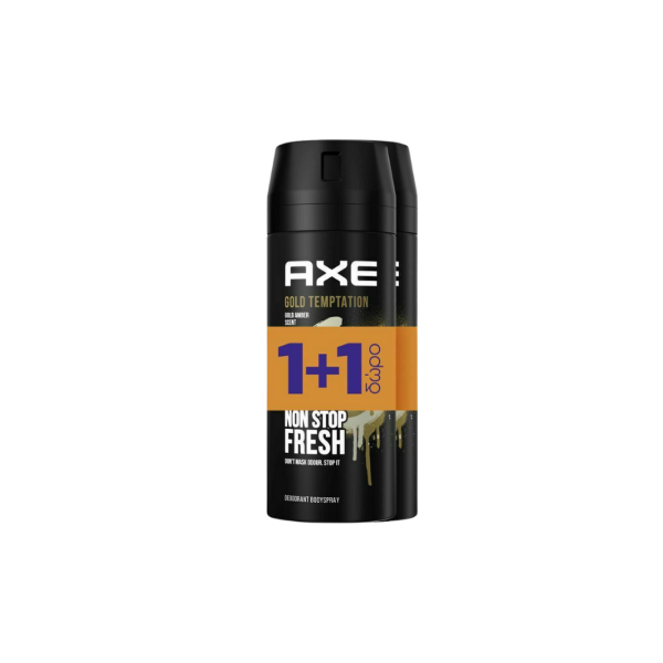 Εικόνα της Axe Gold Temptation Gold Amber Non Stop Fresh Αποσμητικό 2x150ml