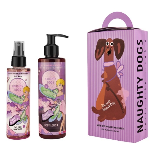 Σετ Body Lotion 250ml και mist προσώπου μαλλιών σώματος Κλανιά Νεράιδας 150ml της Naughty Dogs