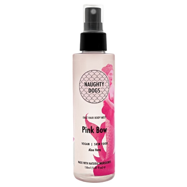 Vegan mist προσώπου μαλλιών και σώματος Pink Bow με Aloe Vera 150ml της Naughty Dogs