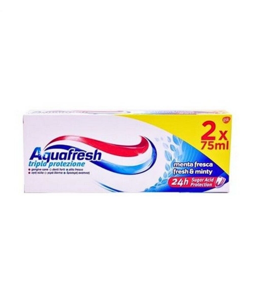 Εικόνα της Aquafresh Fresh & Minty Οδοντόκρεμα με Τριπλή Προστασία 2x75ml.