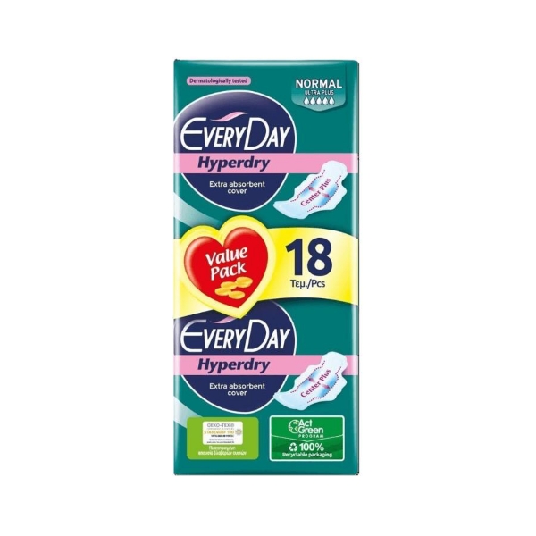 Εικόνα της Every Day Hyperdry Normal Ultra Plus Σερβιέτες 2x9τμχ