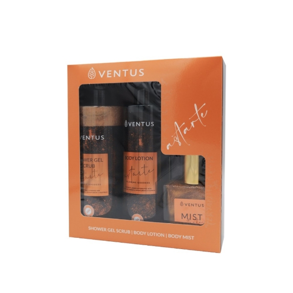 Σετ περιποίησης σώματος Ventus Astarte με Shower Gel Scrub, Body Lotion και Body Mist