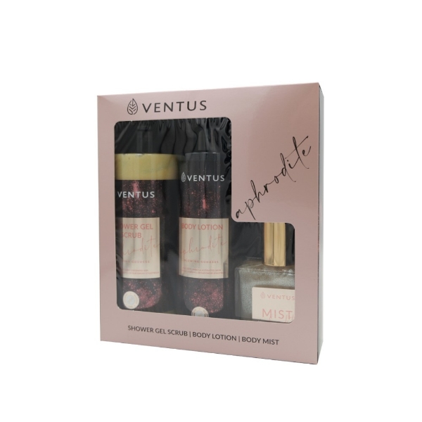 Σετ περιποίησης σώματος Ventus Aphrodite με Shower Gel Scrub, Body Lotion και Body Mist