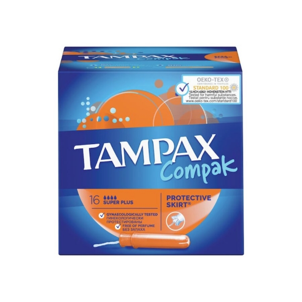 Εικόνα της Tampax Ταμπόν Compak Super Plus για Αυξημένη Ροή 16τμχ