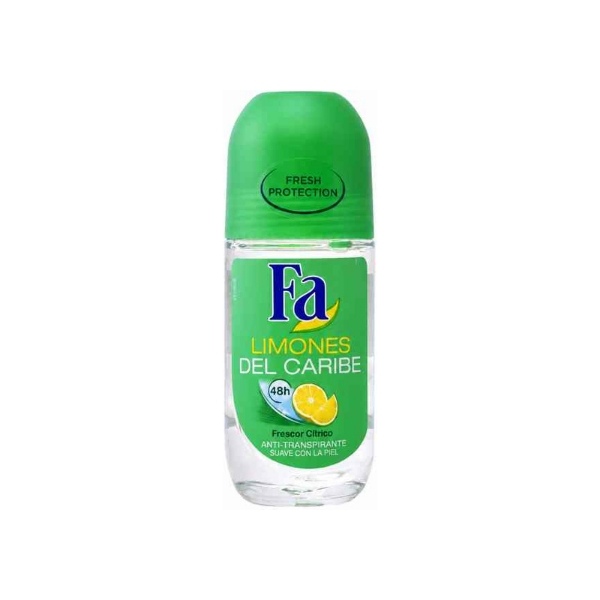 Αποσμητικό roll-on Fa Caribbean Lemon 50ml με δροσερό άρωμα λεμονιού για καθημερινή φρεσκάδα